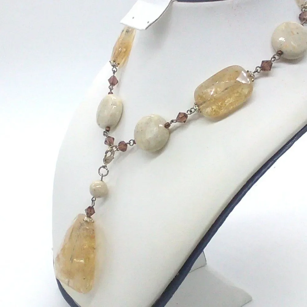 PREMIER DESIGNS Necklace SAND DUNE Pendant Neutral Quartz Stone Removable Pendan